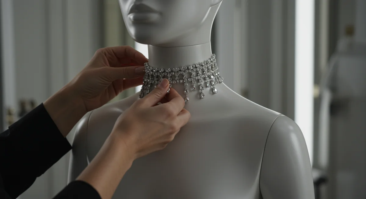 Hands adjusting bespoke accessory for celebrity styling 2025