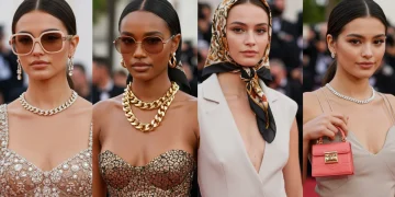 Celebrities showcasing iconic accessory trends of 2025 on a red carpet.