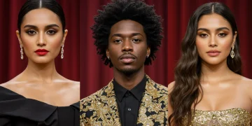 Celebrities on red carpet with glamorous hair and makeup pairings for 2025