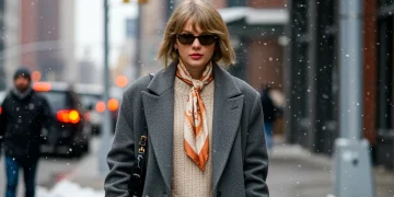 Celebrity mastering winter layering with chic coat and sweater