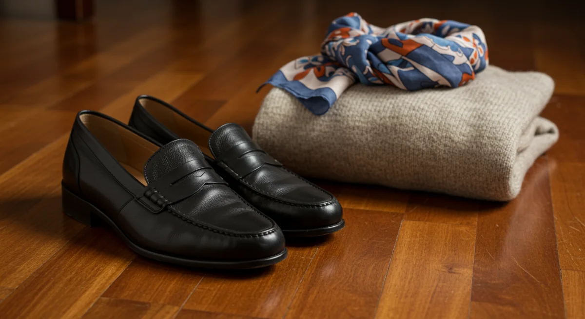 Classic leather loafers and cashmere sweater