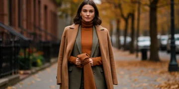 Woman in fall 2025 layered outfit walking city street