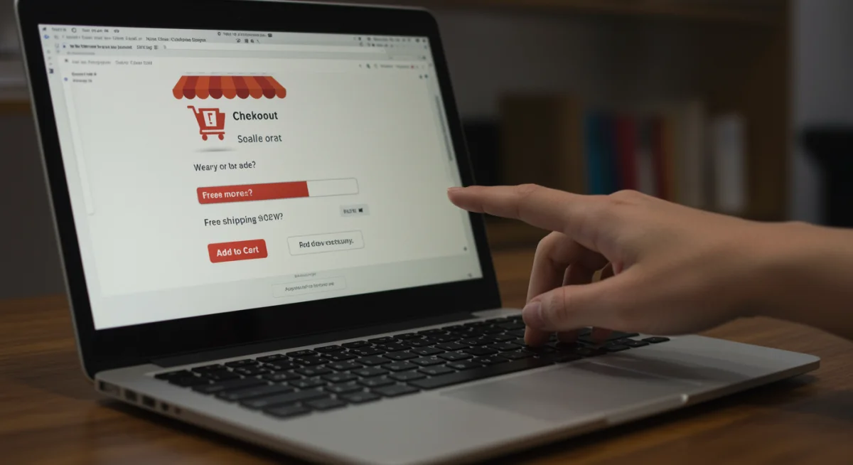 Online checkout screen showing free shipping threshold progress