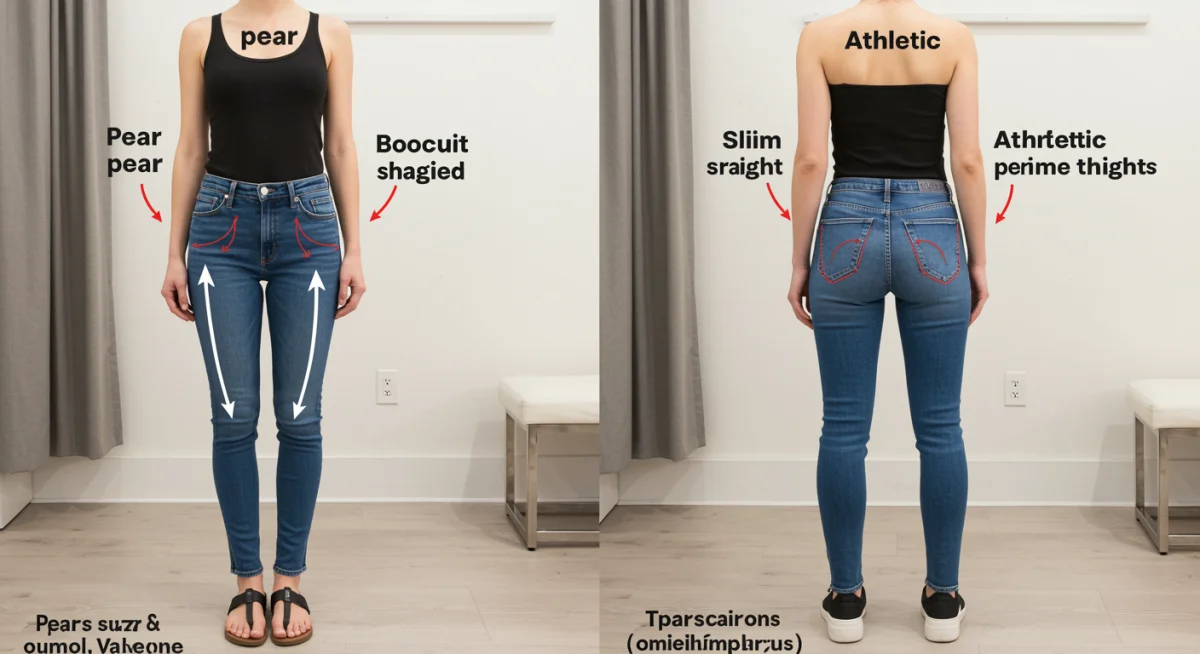 Diagrams illustrating perfect jeans fits for different body types.