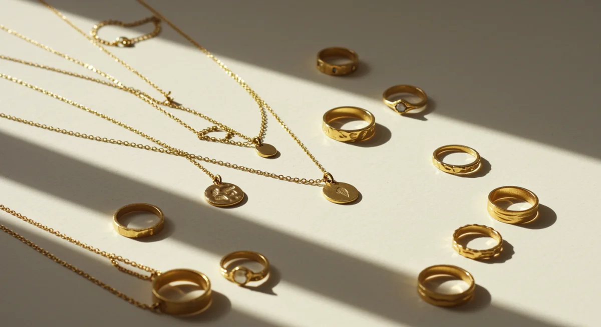 Minimalist gold jewelry as affordable high-end alternative