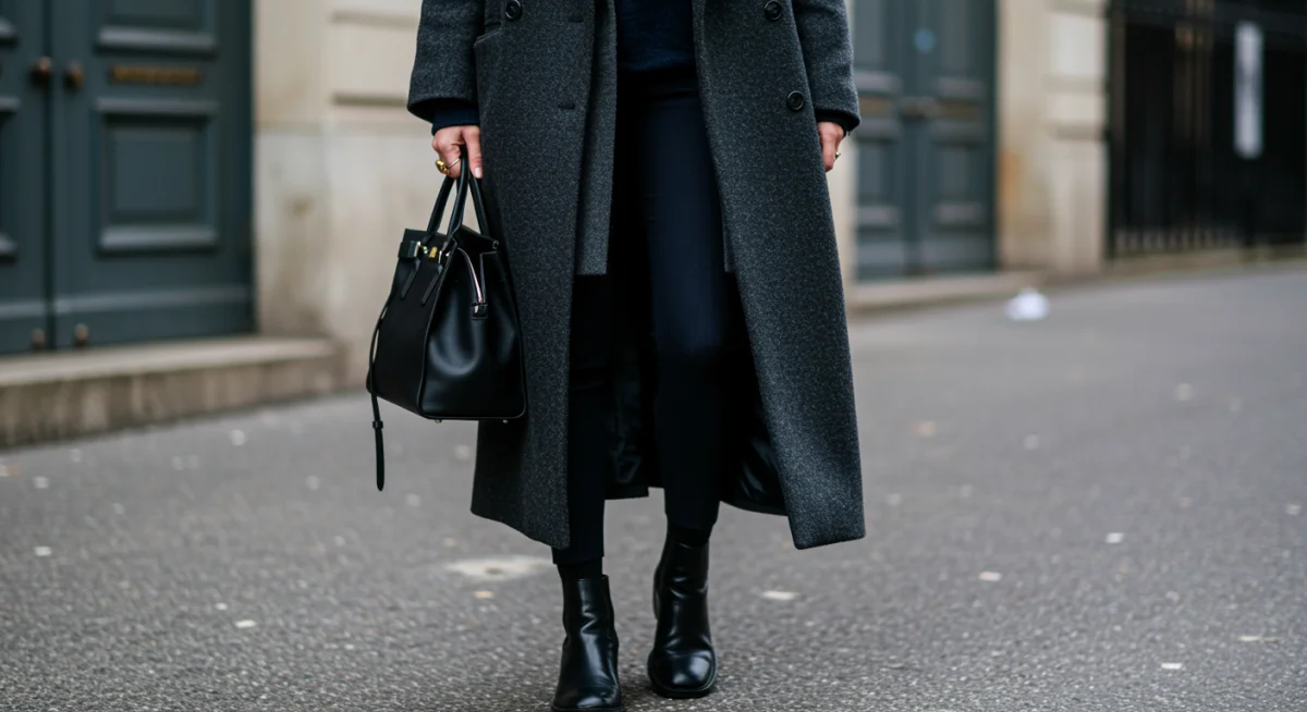Street style showcasing monochromatic layering