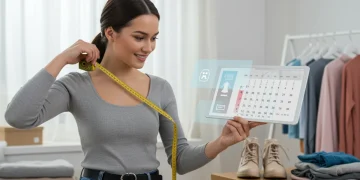 Woman measuring for accurate online clothing size