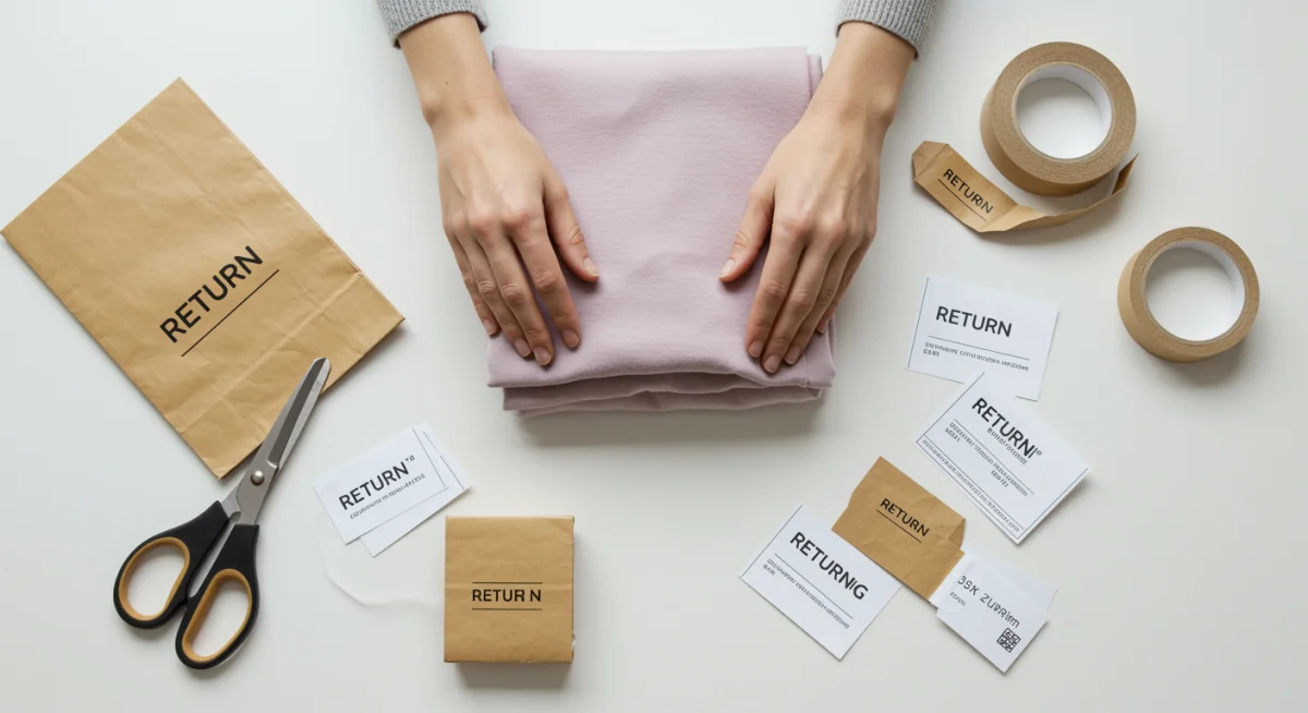 Carefully packaging fashion item for return shipment