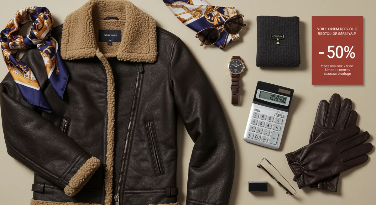 Fashion items with calculator showing savings from stacked discounts.