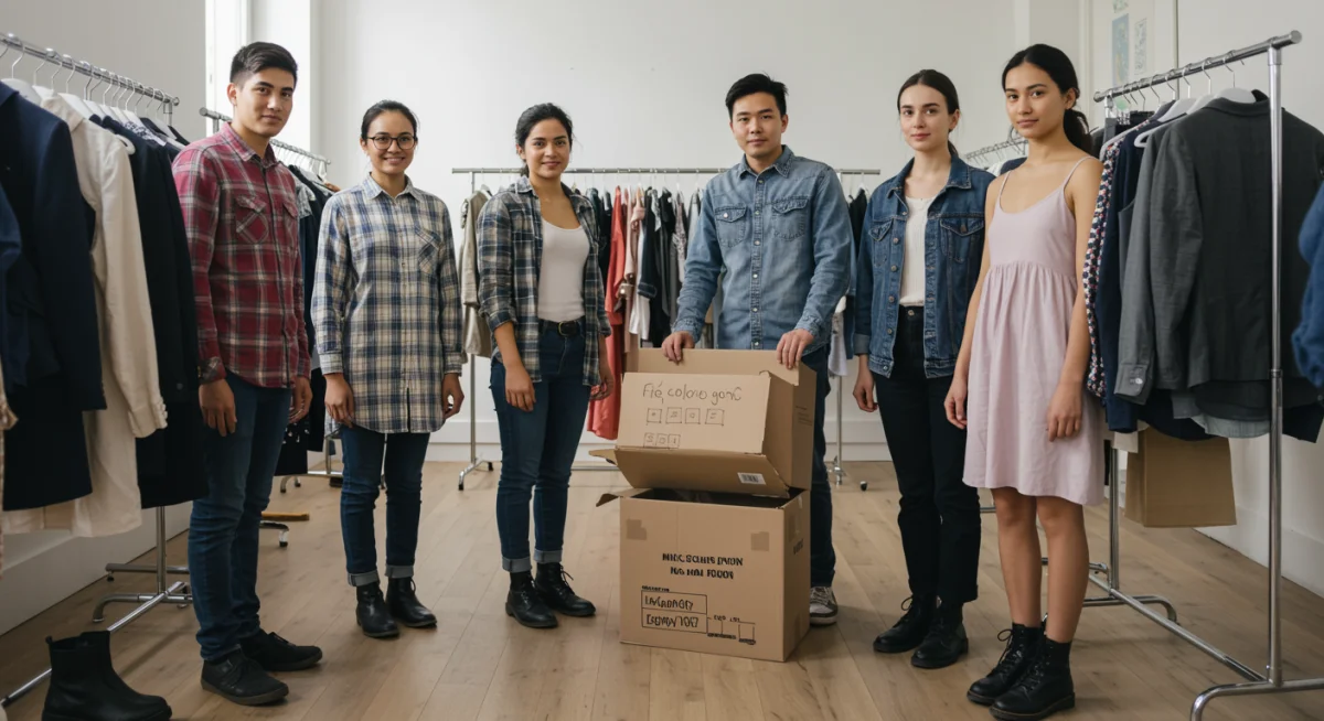Community clothing swap event promoting sustainable fashion and garment longevity.