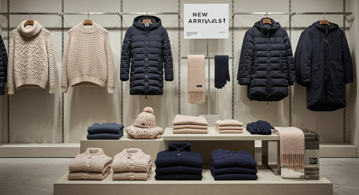 Early winter fashion collection display in store